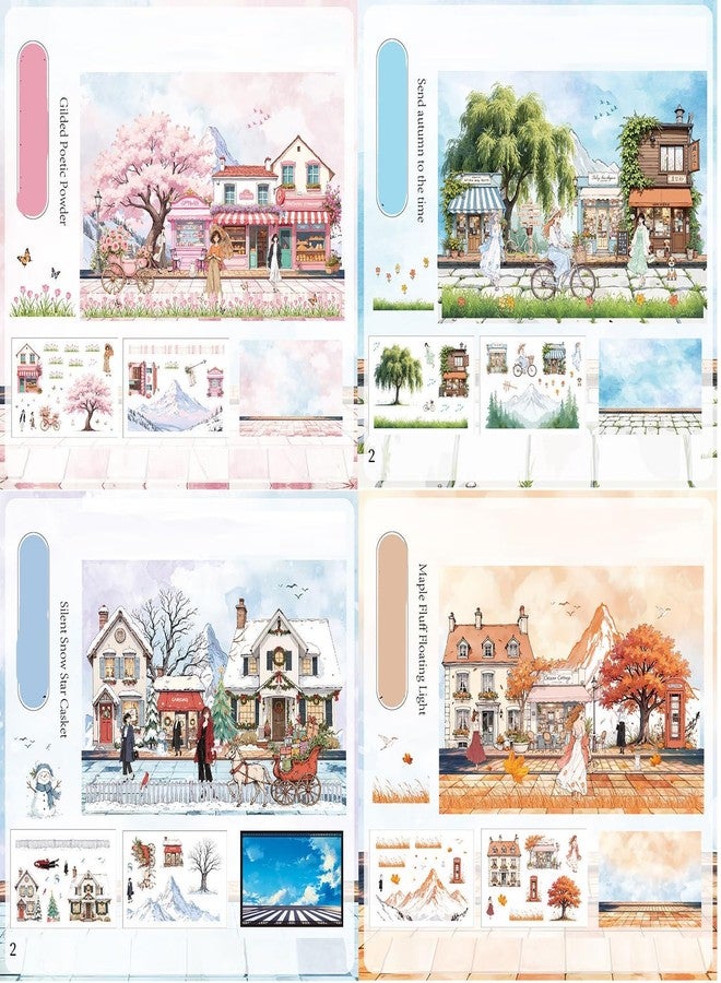 SAMVARDHAN Landscape PET Stickers Set - 3 Sheets Each | Ocean Mirage, Snow Globe, Gilded Poetry & Floating Petals Decorative Stickers for Scrapbooking, Planners & Aesthetic DIY Crafts - Image 3